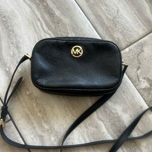 Michael Kors Black Pebbled Leather Crossbody Bag